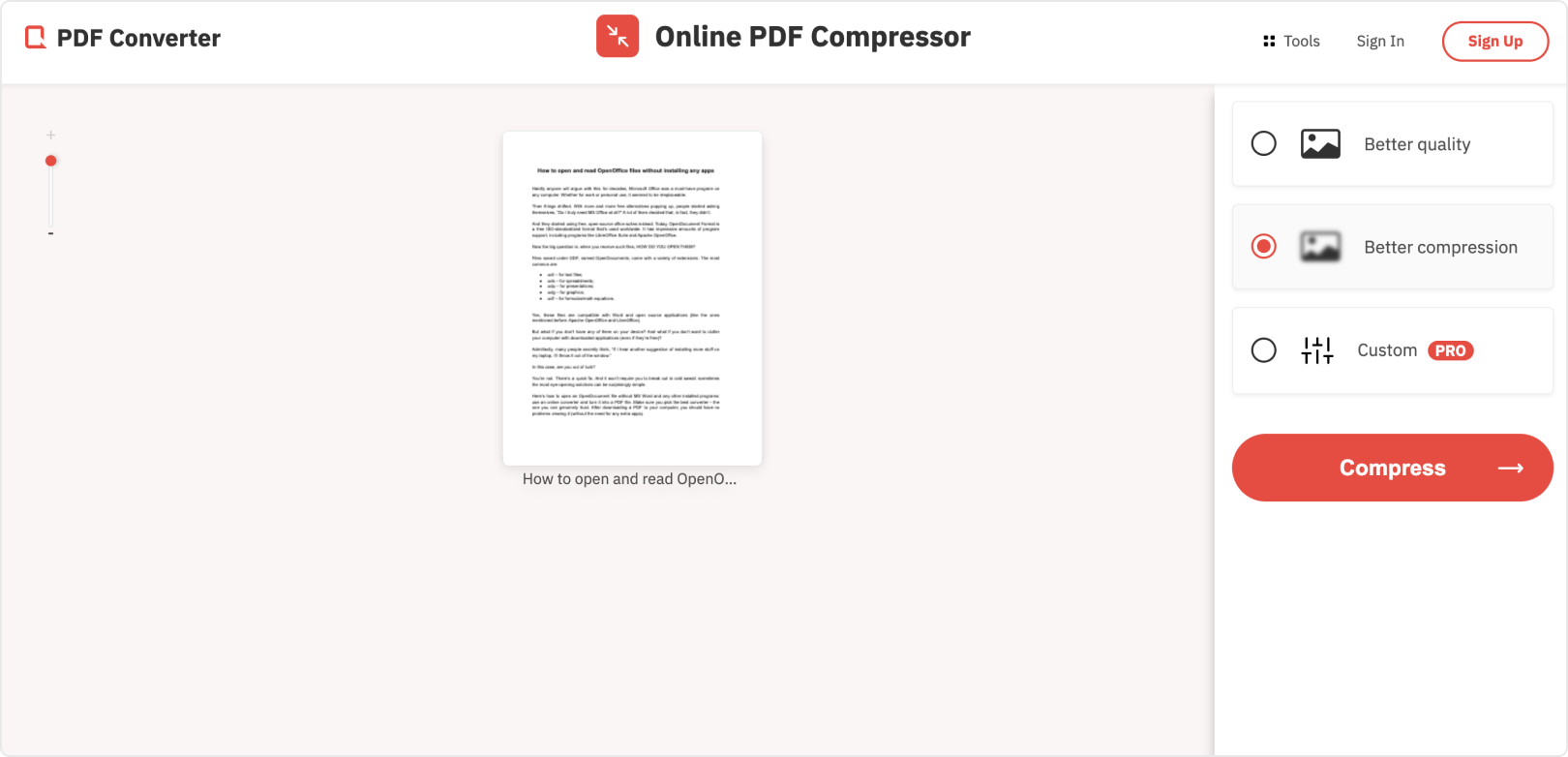 Illustration of a compressed PDF file